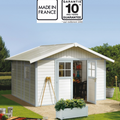Abri de jardin en PVC 11,2m² DECO blanc et gris bleu