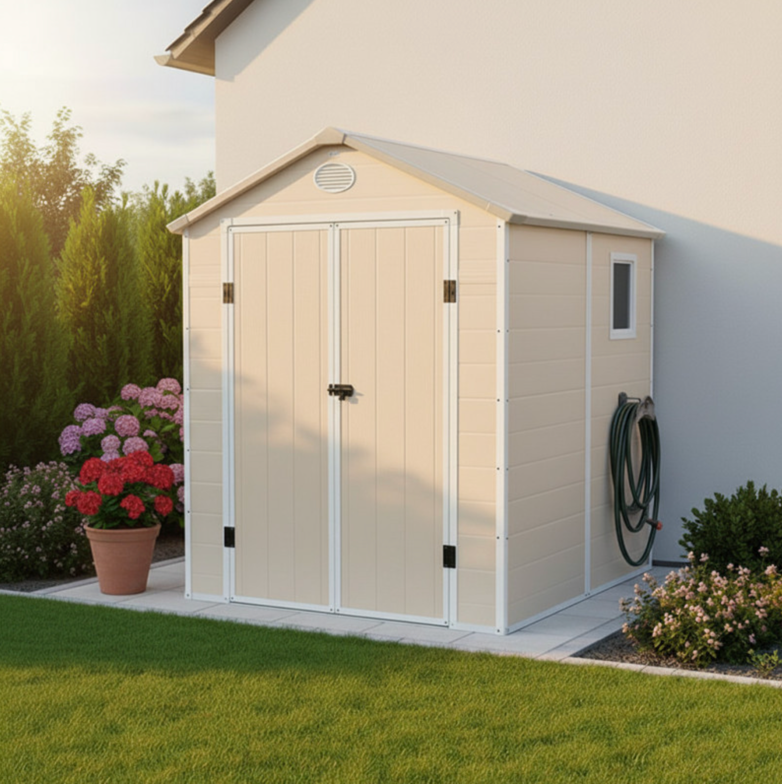 Abri de jardin en résine beige 3,65m²
