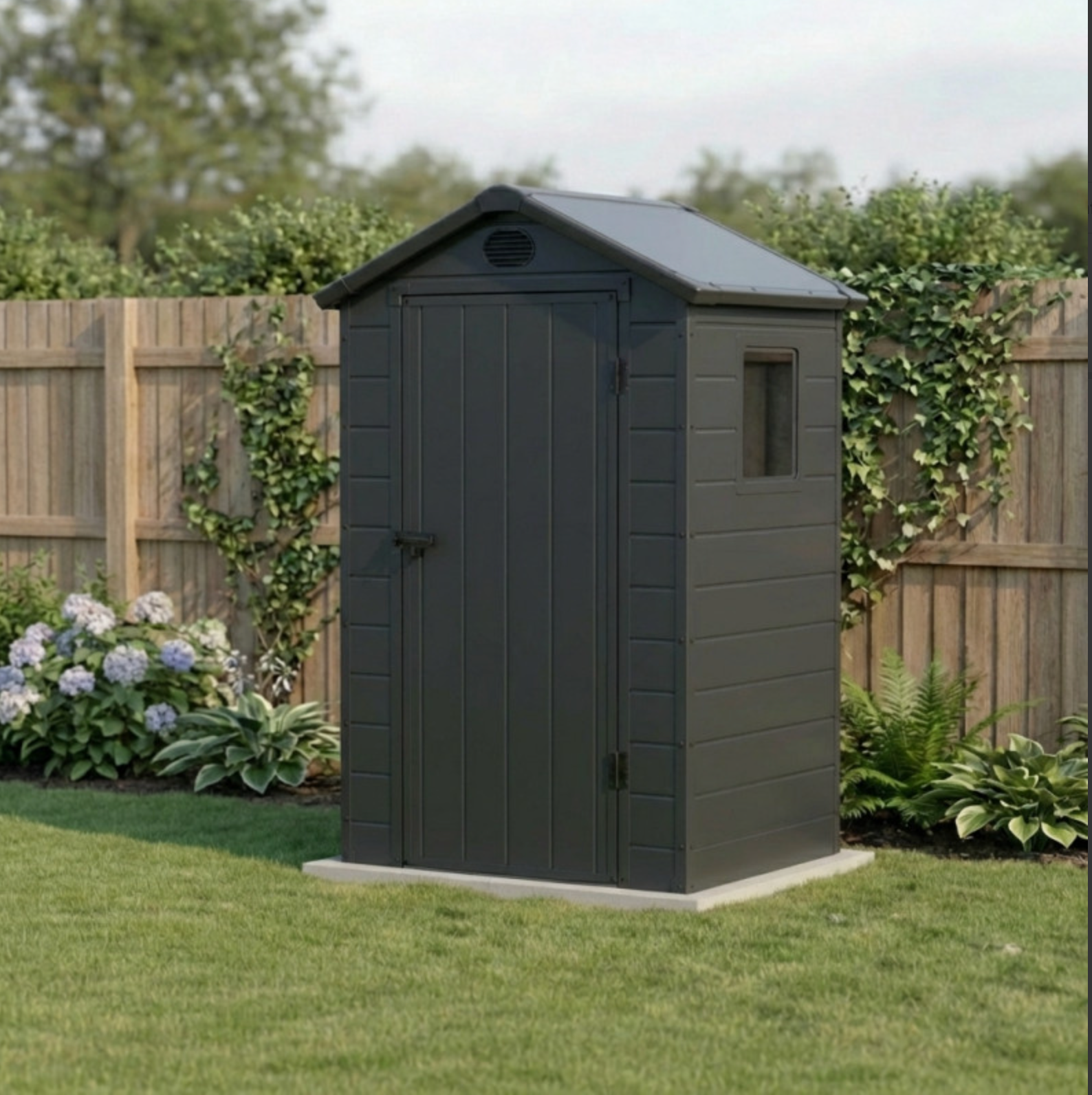 Petit abri de jardin en résine anthracite 1,39m²