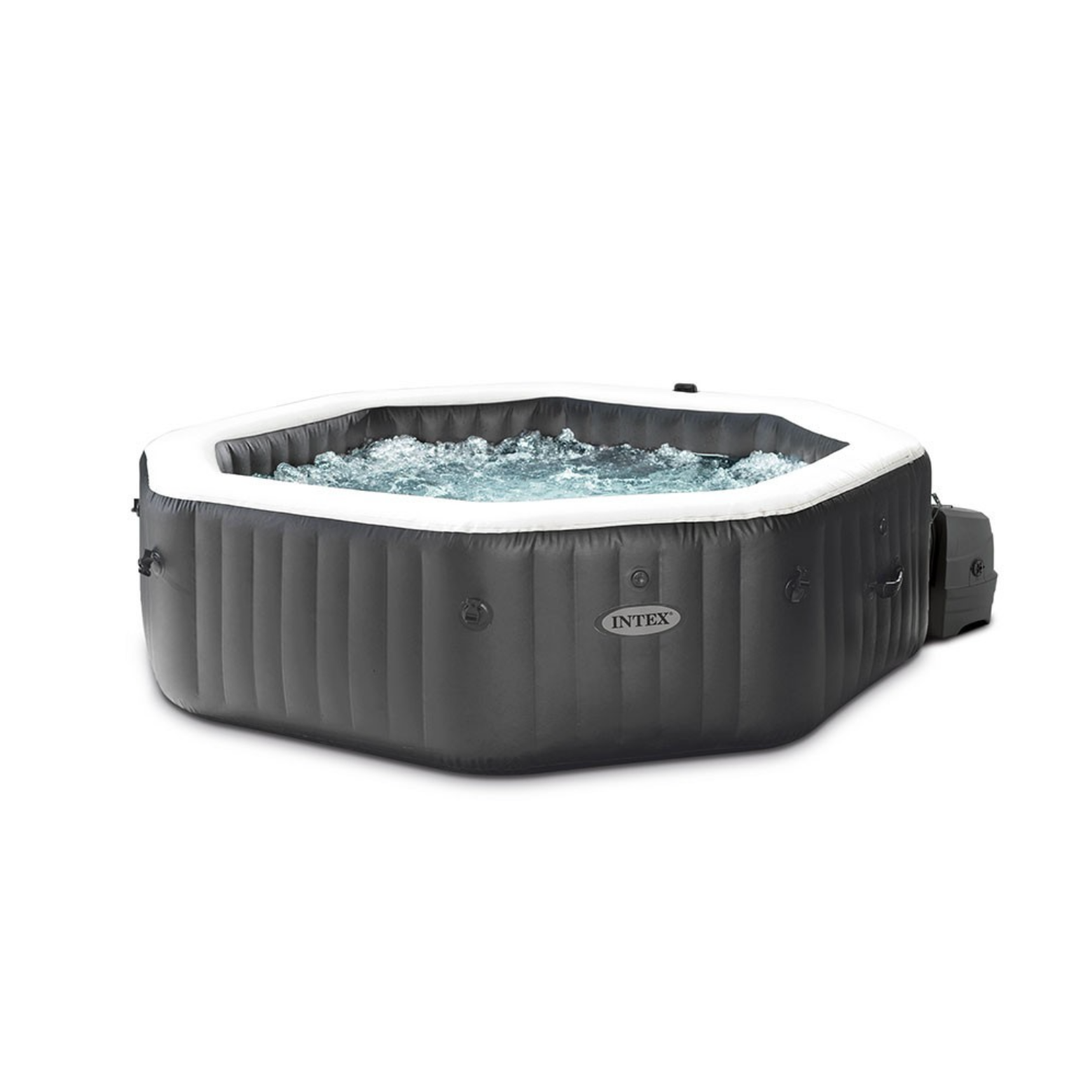 Spa Gonflable – INTEX – Carbone 4 places + Couverture Thermique – DESTOCKAGE