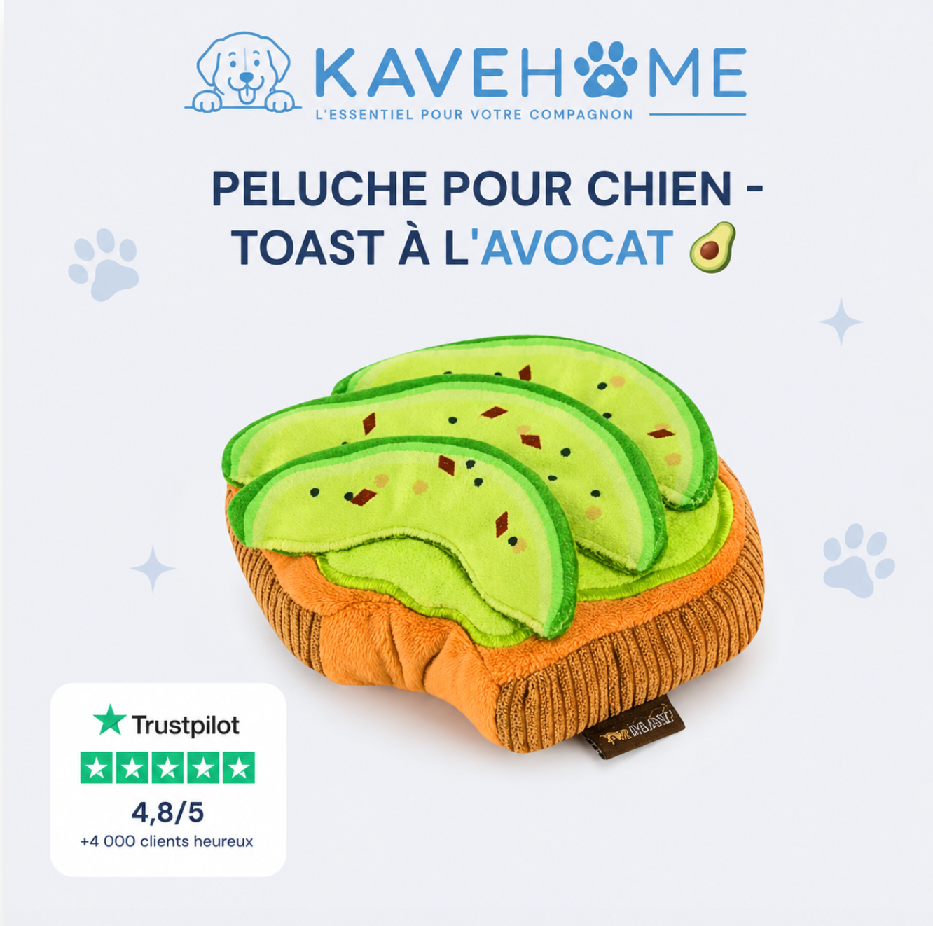 PELUCHE POUR CHIEN - TOAST À L'AVOCAT