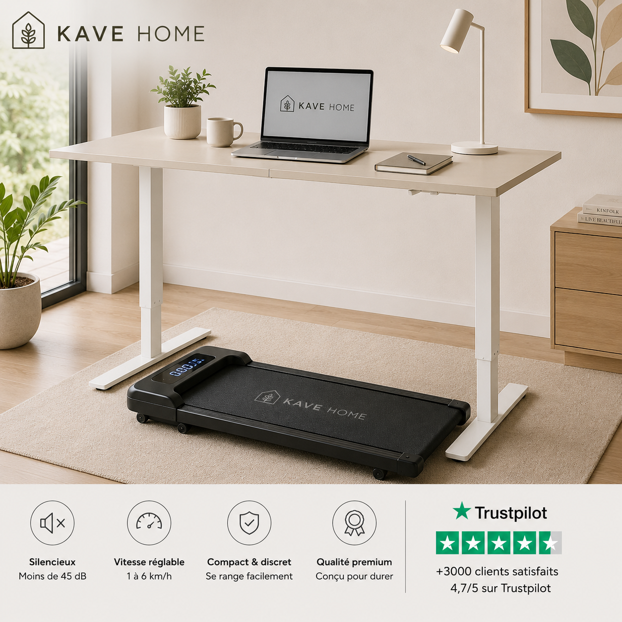 KAVE HOME PACK TAPIS + BUREAU RÉGLABLE (160x80 cm)